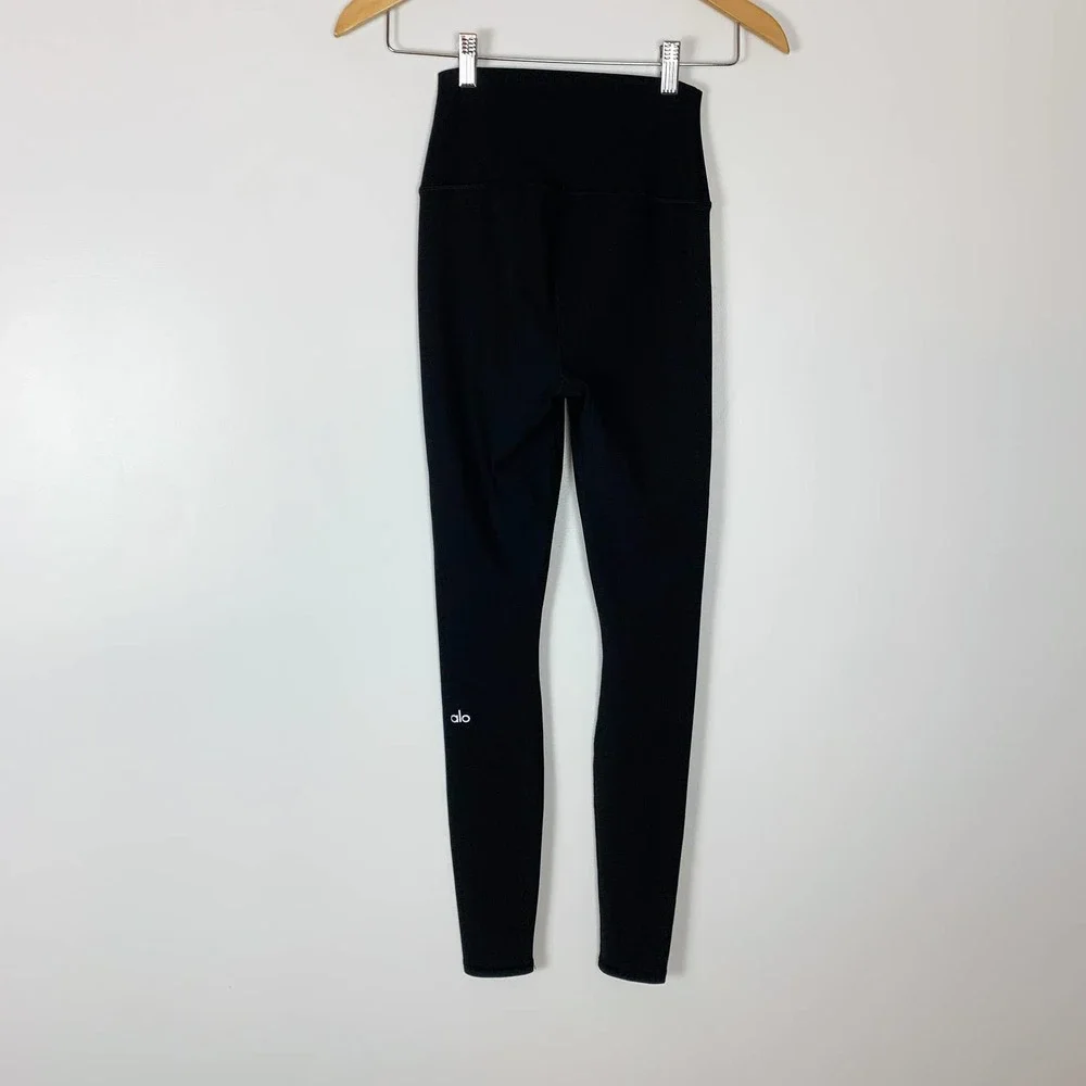 Alo Yoga Black High Waist Distressed Ripped Warrior Active Legging Size XXS